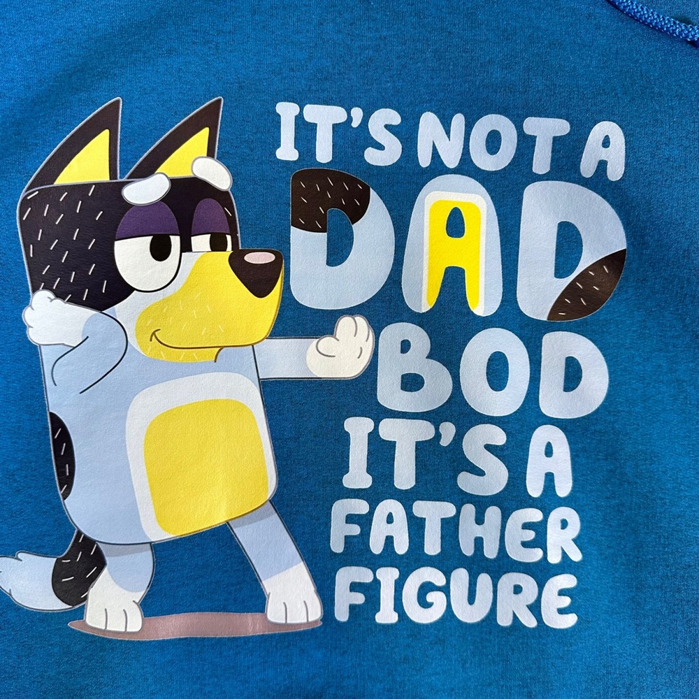 Gildan Bluey Dad Bod Father Figure Hoodie Mens 3XL Blue Graphic Sweatshirt - Picture 10 of 14